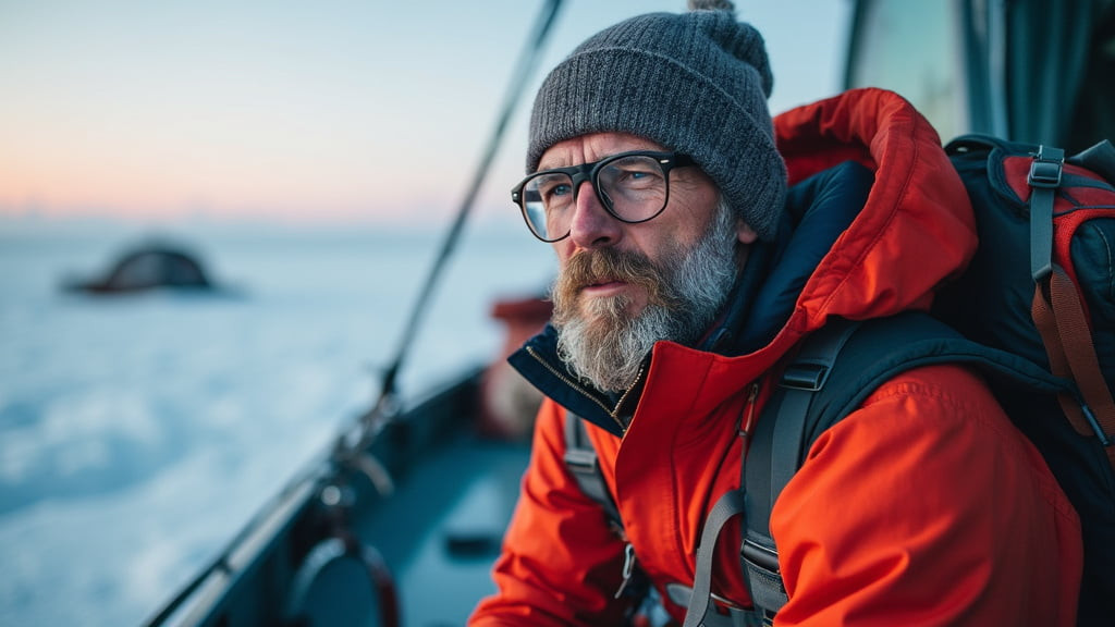 A conservationist on an expedition in the Arctic