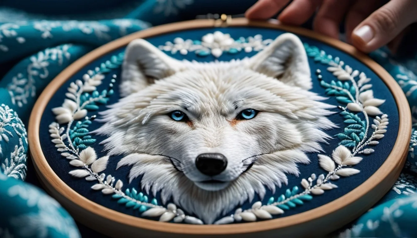 Arctic Wolves in Embroidery and Beadwork