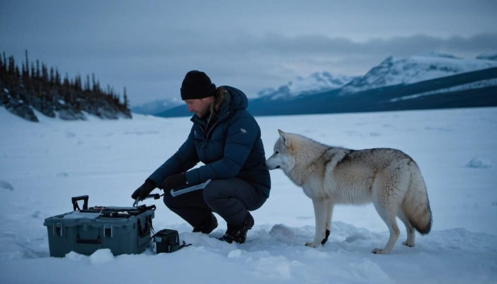 How are DNA samples collected and analyzed from Arctic wolves